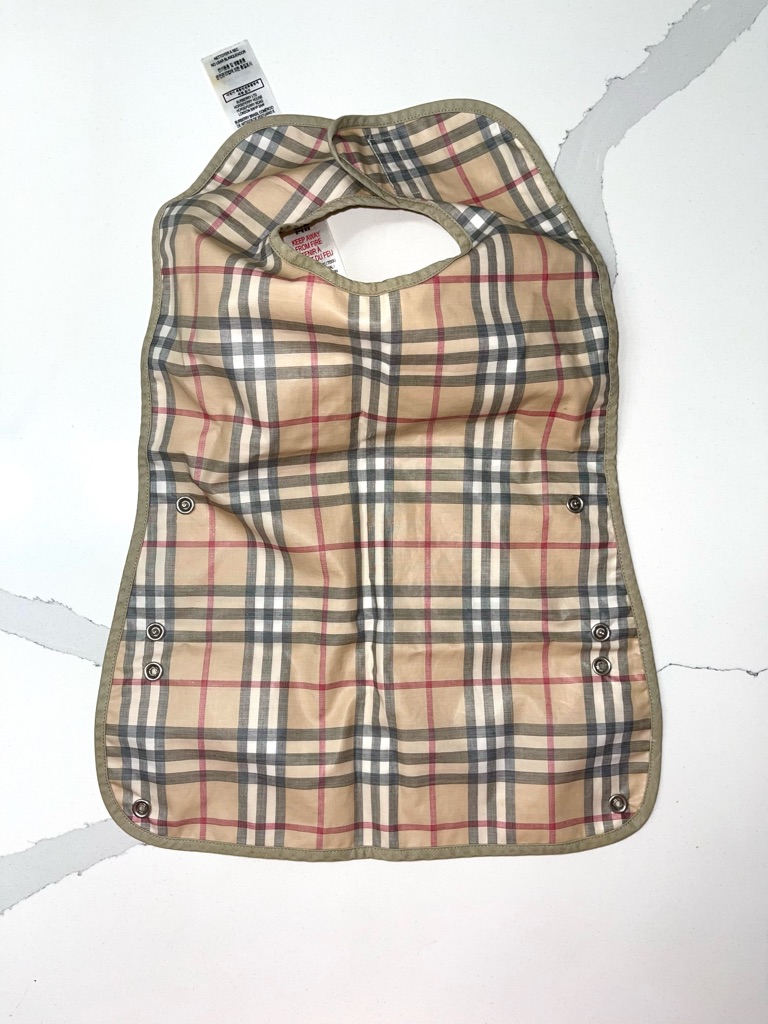 Burberry Plaid Bib In Tan, Black And Red Check